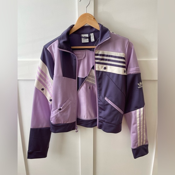 Adidas retro cropped purple zip sweatshirt - Picture 1 of 5